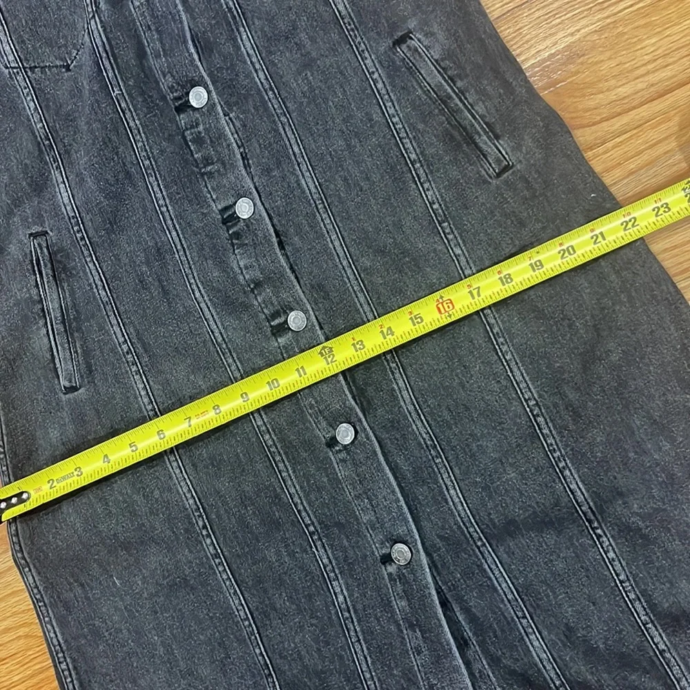 GAP Long Sleeve Denim Dress Icon Denim Duster Jacket Grey  Black M